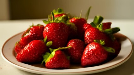 Canvas Print -  Fresh strawberries ripe and ready for a sweet treat