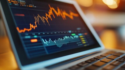 Fototapete - detailed shot of a stock chart with market trends and performance metrics displayed on a tablet or l