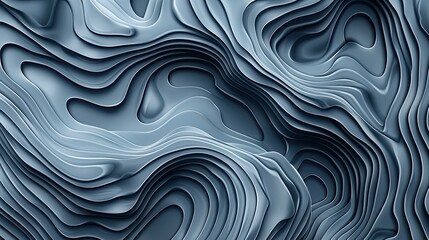 Wall Mural - Layered abstract wave pattern in shades of gray and blue.