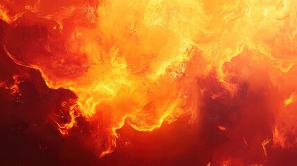 Poster - Vibrant fire and flames background with hot fiery colors, red and orange blending with yellow, creating a powerful and dangerous atmosphere
