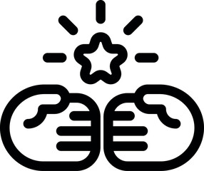 Poster - Two businessmen are joining hands under shining star, symbolizing successful partnership and reaching goals