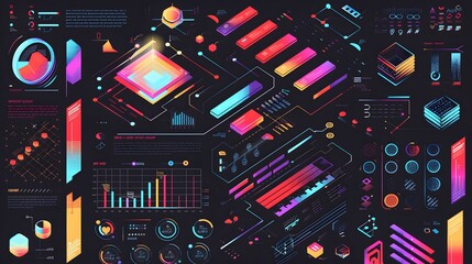Fototapete - flexible infographic layouts with modular blocks for scalable data representation and adaptable arrangements