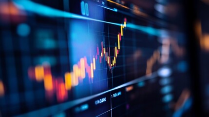 Aufkleber - Detailed shot of financial data on a computer screen, including line graphs and performance indicators