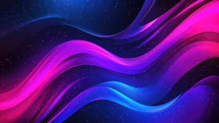 Poster - Vivid gradient with dark blue, violet, and magenta tones, wavy lines and neon glow creating a dynamic, fluid background