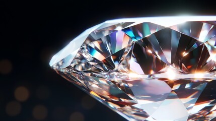 Poster - Detailed view of a diamond's internal structure, highlighting its brilliance and clarity