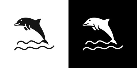 Dolphin icon Flat vector set outline