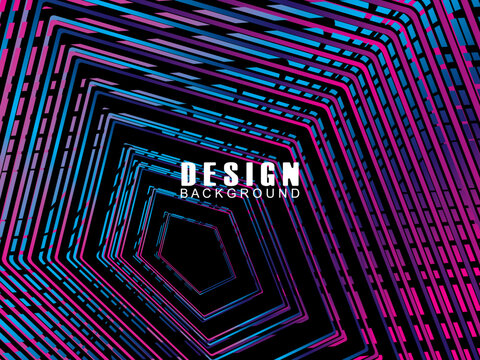 Futuristic abstract technology shining rainbow light lines with modern lines pattern black background. Vector minimal line background with text for social media covers, headers, etc.