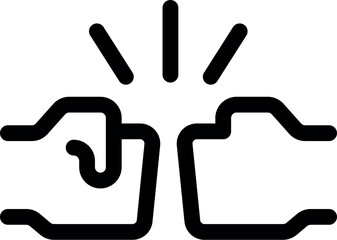 Poster - Simple vector showing two hands giving fist bump, celebrating success or achievement, with a burst icon