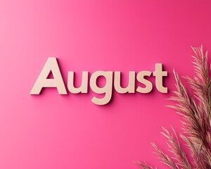 August on pink background