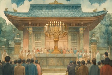 Canvas Print - Menorah Synagogue Ceremony Judaism Religion Spiritual Symbol