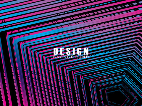 Futuristic abstract technology shining rainbow light lines with modern lines pattern black background. Vector minimal line background with text for social media covers, headers, etc.