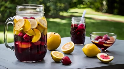 Canvas Print -  Fresh fruit infused beverage perfect for a summer picnic