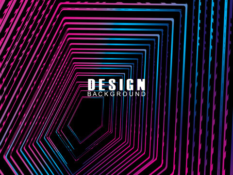 Futuristic abstract technology shining rainbow light lines with modern lines pattern black background. Vector minimal line background with text for social media covers, headers, etc.