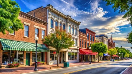historic downtown monroe, north carolina, with quaint shops, restaurants, and vintage buildings alon