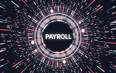 Poster - Payroll Processing Speed: Abstract digital art depicting the word 
