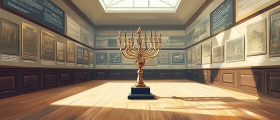 Canvas Print - Menorah Historic Artifact Judaism Religion Spiritual Symbol