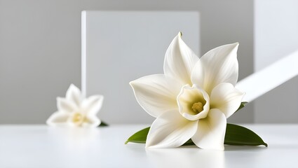 Wall Mural - white flower on a black background