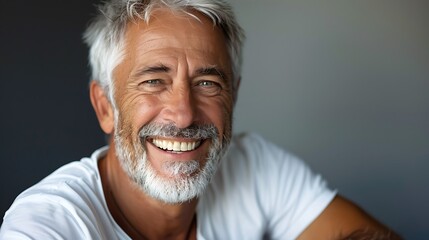 Poster - A smiling older man with gray hair and a beard, conveying warmth and friendliness.