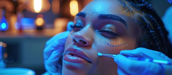 Close-up of a Woman Receiving a Facial Treatment