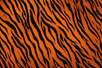 A tiger skin pattern with deep orange and black stripes for a vibrant background, AI Generated