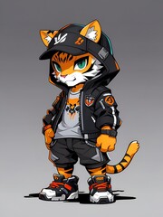 Sticker - Cool Tiger in a Hoodie