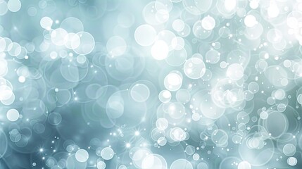 Abstract blue bokeh background with glowing white circles and light.