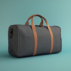 slate overnight bag mockup with sharp imaging on a cyan background