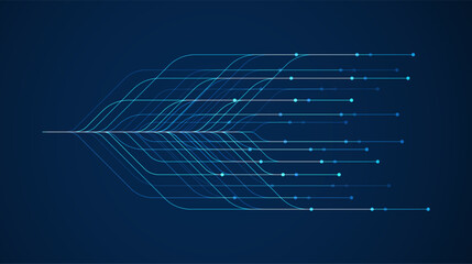 Fototapete - Big data visualization. Social network, financial analysis of complex databases. Data mining. Vector technology background. Information analytics concept.