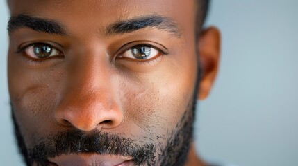 Poster - Close-up portrait of a man with expressive eyes and a beard, showcasing emotion and depth.