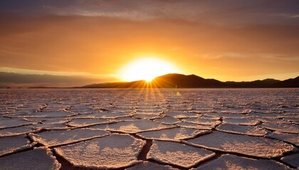 Poster - salt flats and sunset