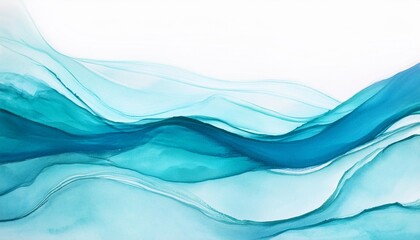 Wall Mural - abstract watercolor transparent sea ocean blue teal turquoise colored wave background