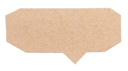 Poster - Blank cut out brown cardboard paper speech bubble with copy space for text on transparent png background design element
