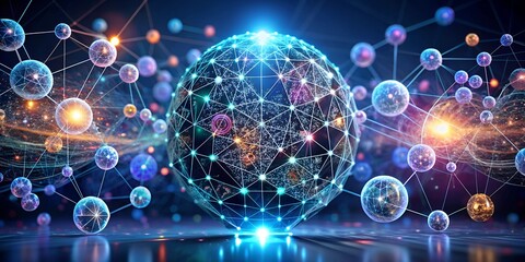 Poster - Global Network Convergence: A vibrant, interconnected globe pulsates with energy, symbolizing the power of global connectivity and data exchange in the digital age. 