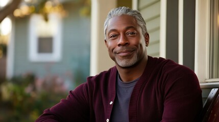 Sticker - Mature African American Man Smiling at Home