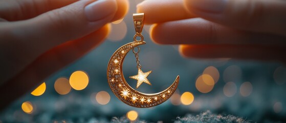 Crescent Moon and Star Pendant Gift Giving Islam Religion Spiritual Symbol