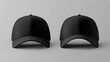 © Imron - Black baseball caps mockup on a grey background  front and back side