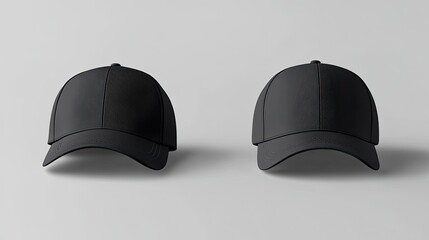 Poster - Black baseball caps mockup on a grey background  front and back side