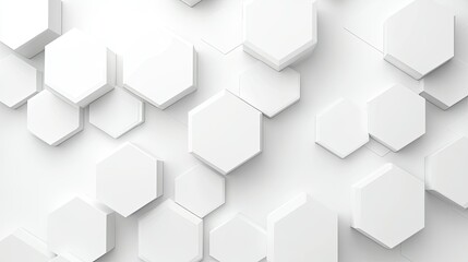 Poster - A sleek white abstract geometric background featuring interlocking hexagons and subtle shadows, creating a clean, modern look.