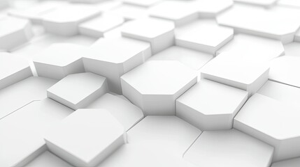 Poster - A sleek white abstract geometric background featuring interlocking hexagons and subtle shadows, creating a clean, modern look.