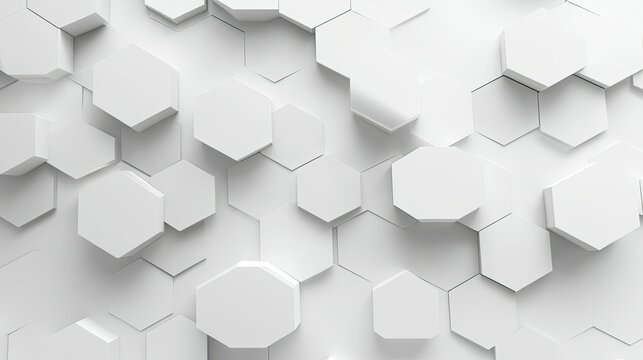 A sleek white abstract geometric background featuring interlocking hexagons and subtle shadows, creating a clean, modern look.
