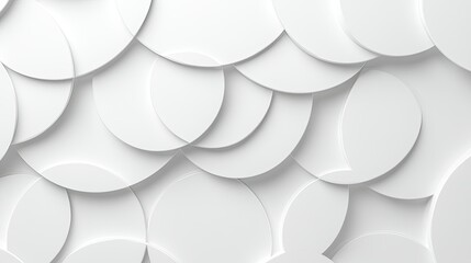 Poster - Elegant white background with overlapping circles and squares, forming a subtle and refined abstract geometric pattern.