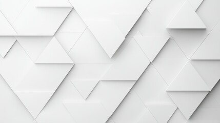 Poster - Minimalist white geometric background with layered triangles and soft gradients, offering a sense of depth and sophistication.