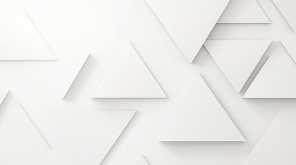 Poster - Minimalist white geometric background with layered triangles and soft gradients, offering a sense of depth and sophistication.