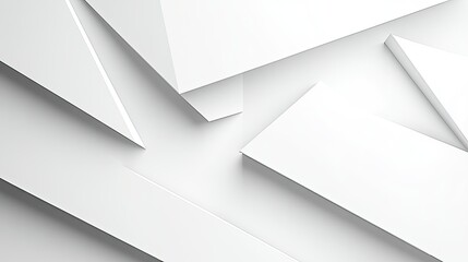 Poster - Minimalist white geometric background with layered triangles and soft gradients, offering a sense of depth and sophistication.