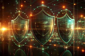 Futuristic Digital Shields in Cyberspace Representing Advanced Network Security