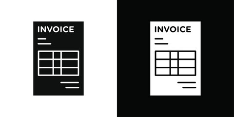 Invoice icon Black line art vector logo set