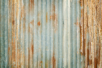 Wall Mural - Old zinc wall texture background, rusty on galvanized metal panel sheeting.