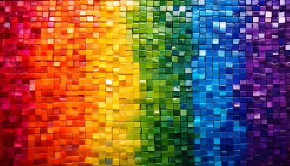 Canvas Print - Rainbow mosaic tiles on a textured surface.