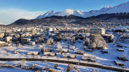 Ushuaia Skyline At Ushuaia In Tierra Del Fuego Argentina. Downtown Cityscape. Tourism Landmark. Tierra Del Fuego Argentina. Nature Landscape. Ushuaia Skyline At Ushuaia In Tierra Del Fuego Argentina.