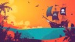 © Natalia - A pirate ship next to an island